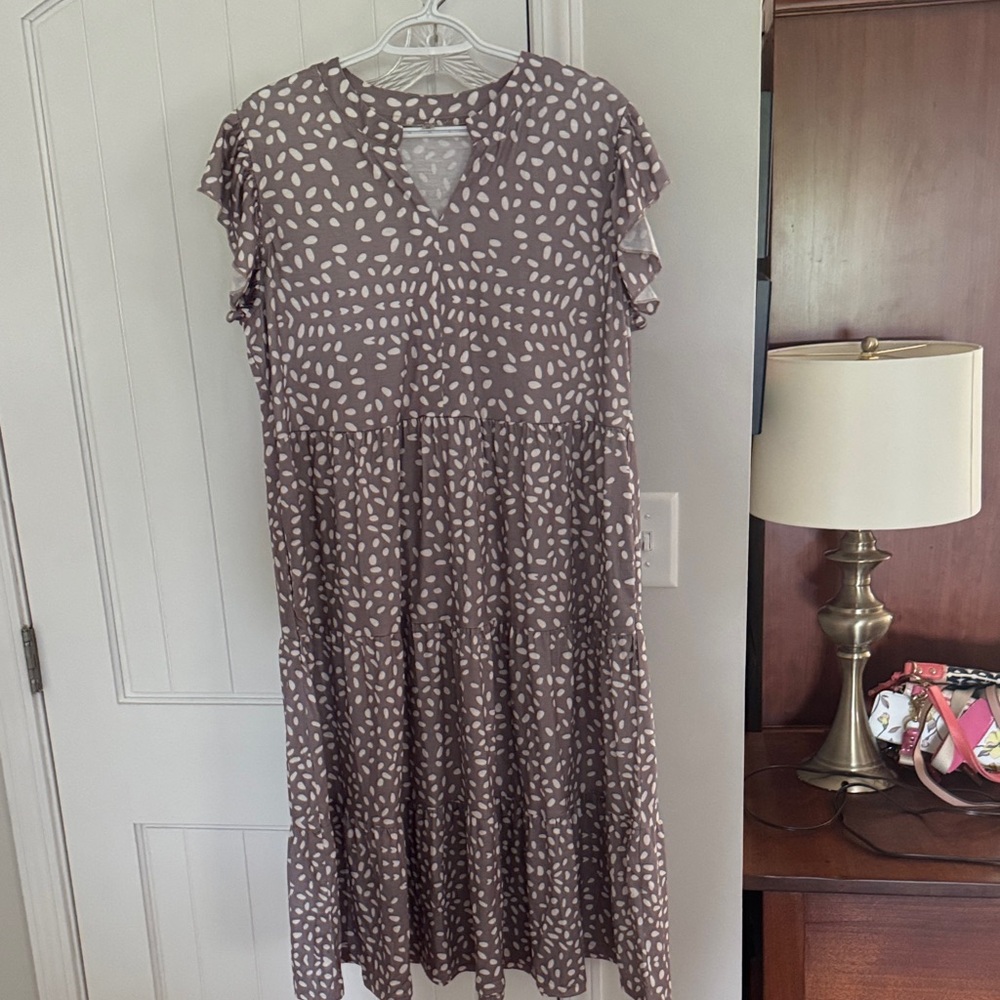 Elegant Dusty Lilac Patterned Women's Dress